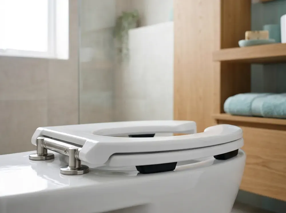 Comfortable, clean modern bathroom with a bidet toilet seat
