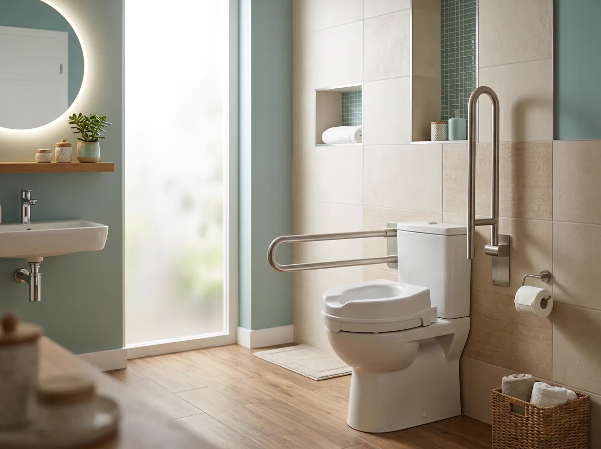 Comfortable, clean modern bathroom with a bidet toilet seat