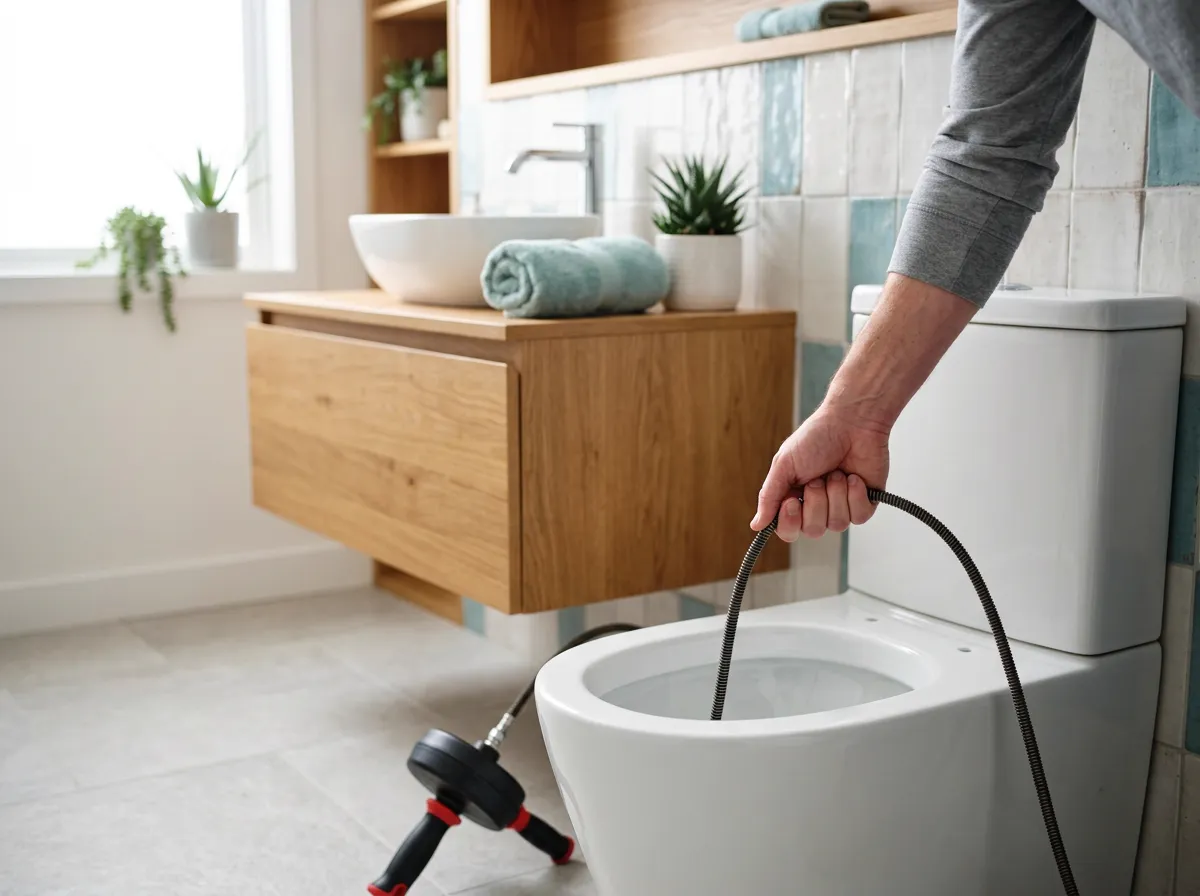 Close-up of a bidet seat's adjustable cleansing wand and soft nightlight