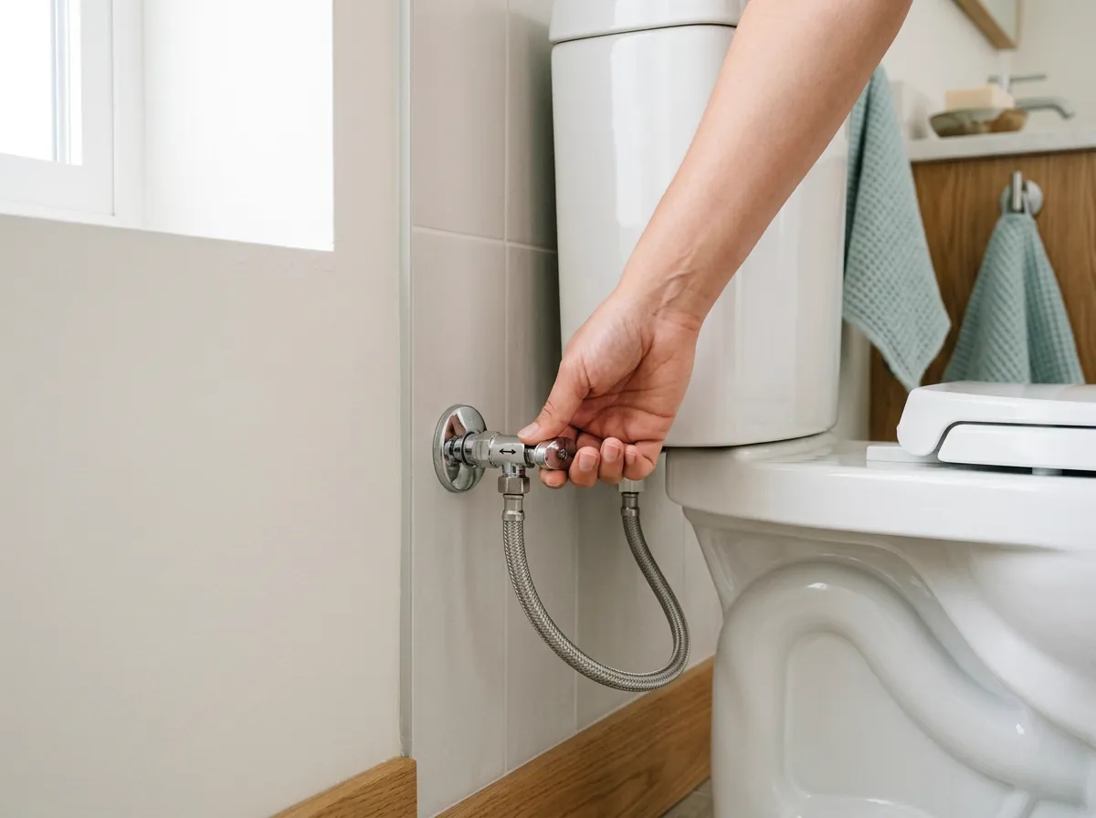 How the connection actually works: a T-valve on the toilet's own supply line