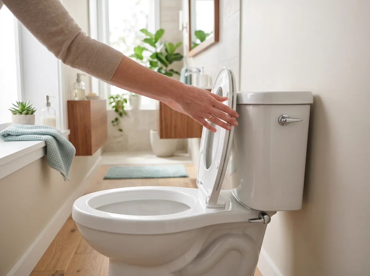 Toilet seat won't stay up: check the tank before the hinge